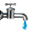 Realistic Detailed 3d Metal Water Tap with Blue Drop. Vector