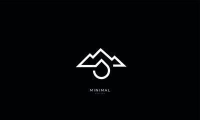 A line art icon logo of a mountain water	
