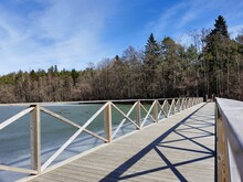 Wooden Bridge Over Lake