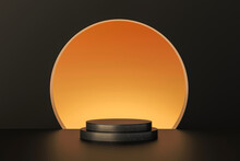 Luxury Gold Product Backgrounds Stage Or Blank Podium Pedestal On Elegance Presentation Display Backdrops. 3D Rendering.