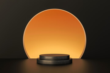 Poster - Luxury gold product backgrounds stage or blank podium pedestal on elegance presentation display backdrops. 3D rendering.