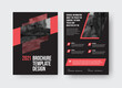 © olegphotor - Vector brochure template with creative design on black background, front, back view
