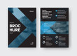© olegphotor - Vector brochure template with creative design on black background, front, back view