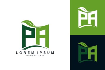 PA monogram leaf logo. natural organic premium vector design template