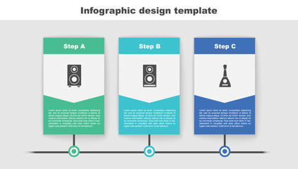 Sticker - Set Stereo speaker, and Balalaika. Business infographic template. Vector