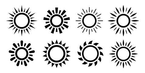 Wall Mural - yellow sun icon vector set