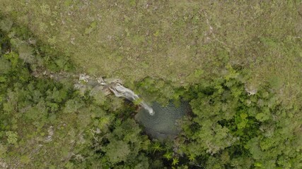 Wall Mural - aerial image with drone dji mavic 2 pro of Santa Barbara waterfall in Chapada dos Veadeiros Brazil