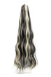 Detail shot of wavy highlighted ponytail with blonde strands for hair extension. Natural looking false hairpiece is isolated on the white background. 