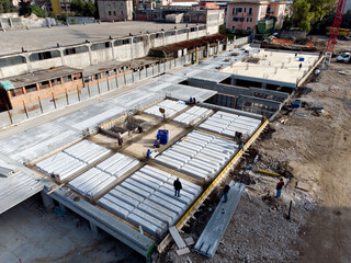 construction site seen from above photographed with drone