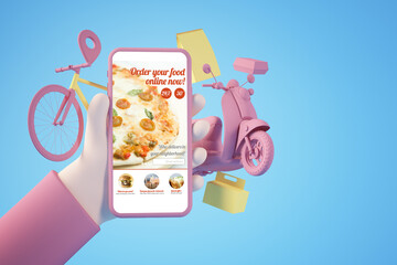 Wall Mural - Shopping food online app concept