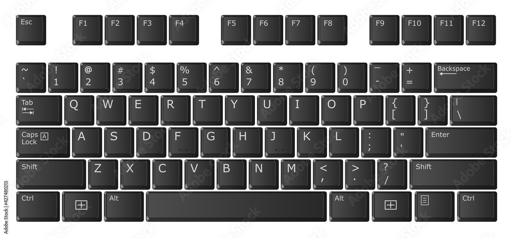 Computer keyboard without numeric keypad, black, US international ...