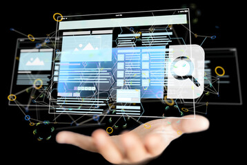 virtual develop interface web application in hand