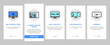 © vectorwin - Computer Pc Monitor Onboarding Mobile App Page Screen Vector. Full Hd And 4k Resolution, Oled, Ips And Led Display, Hdmi, Vga And Dvi Computer Screen Port Illustrations