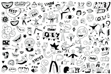 funny people ,humor - doodle set