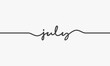 © Rasendria - july handwritten word vector design on white background.