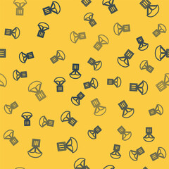 Sticker - Blue line Airdrop box icon isolated seamless pattern on yellow background. Vector