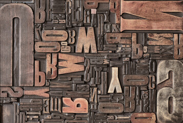 vintage wooden letter. old printing method.