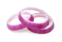 Red Onion Rings On White Background 
