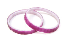 Red Onion Rings On White Background 