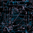 Seamless pattern of Math and Geometry, endless handwriting and drawing of various graph solutions on chalk boards. Mathematics subjects graphics. College lectures. Vector.