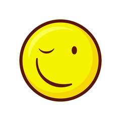 Cute social media winking face emoji on white background. Royalty Free.