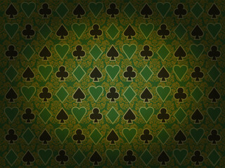 Wall Mural - Casino poker wallpaper with floral decor, vector	illustration