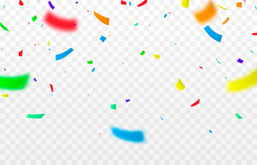 Wall Mural - Vector confetti png. Multicolored confetti falls from the sky. confetti, serpentine, tinsel on a transparent background. Holiday, birthday.