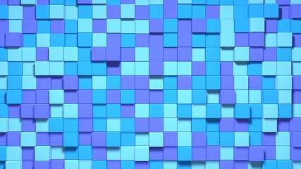 Wall Mural - blue purple small box cube random geometric background. abstract square pixel mosaic illustration. l