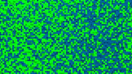 Wall Mural - blue green small box cube random geometric background. abstract square pixel mosaic illustration. la
