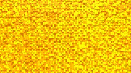 Wall Mural - orange yellow small box cube random geometric background. abstract square pixel mosaic illustration.