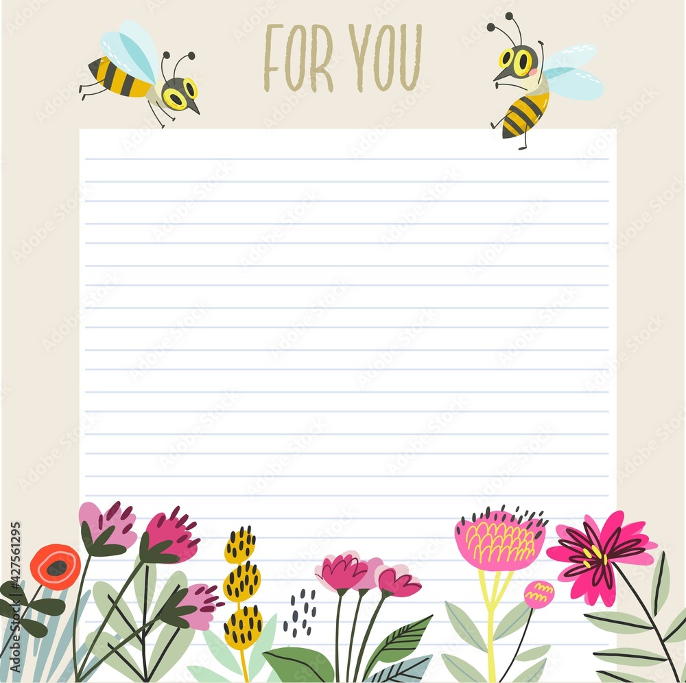 Very Beautiful Designs Notes Lovely Vector template for notes. Vector Floral Stylish background in a ...