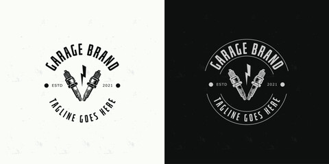 vintage retro garage logo design concept