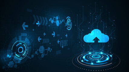 Interface of digital data transfer via cloud.