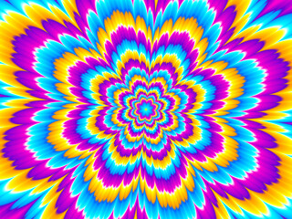 Wall Mural - colorful flower blossom. optical illusion of movement.