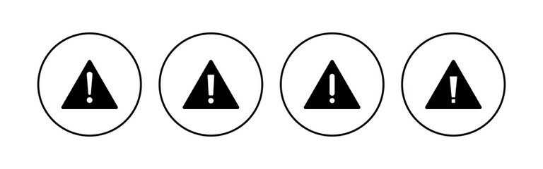 Exclamation danger sign. attention sign icon set. Hazard warning attention sign