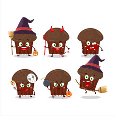 Canvas Print - Halloween expression emoticons with cartoon character of chocolate muffin