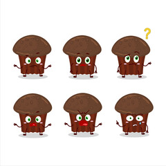 Poster - Cartoon character of chocolate muffin with what expression