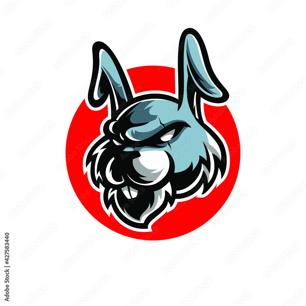 Rabbit head e sport mascot logo Stock Vector | Adobe Stock