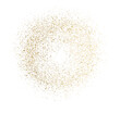 Golden splash or glittering spangles round frame with empty center. Golden glittering circle.