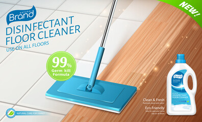 Wall Mural - Disinfectant floor cleaner ad promo
