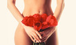 © Yevhen - Gynecology and underwear, women health. Youth and freshness, purity, flowering. Gynecology, menstruation, concept of woman genital health. Gynecology concept. Young woman flower on white background