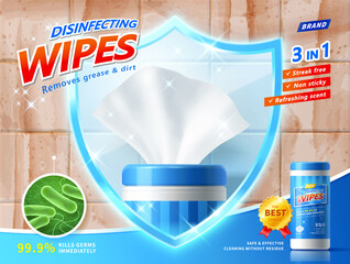 Wall Mural - Disinfecting wipes ad banner