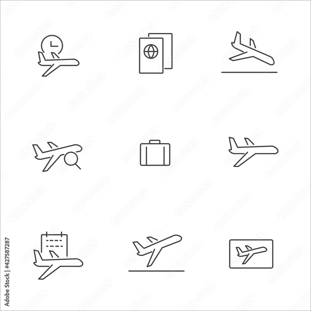 Simple Set of Airport Related Vector Line Icons. Contains such Icons as ...