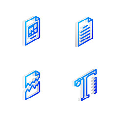 Sticker - Set Isometric line File document, , Torn and Text icon. Vector