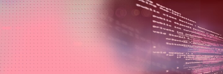 computer code and metal machine surface against gradient background, program coding concept