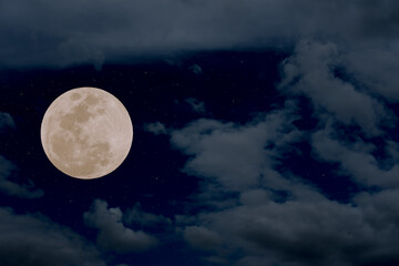  Full moon on sky in the night.