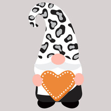 Cute Gnome With Heart, Vector Illustration Art.