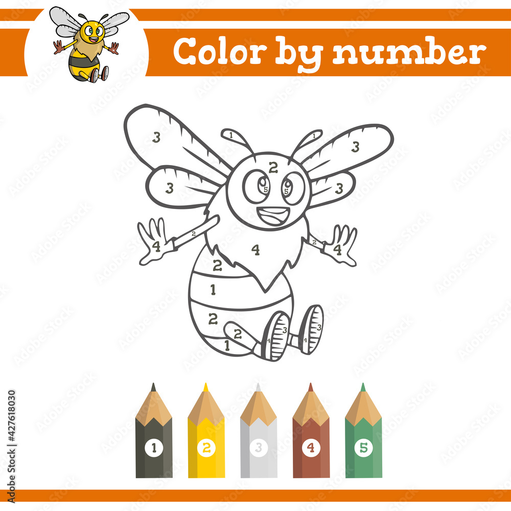 Coloring Learning Numbers Color by numbers. Coloring page for preschool children. Learn numbers ...