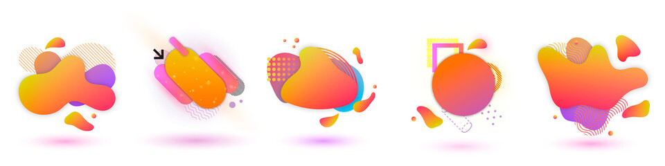 Poster - Set of abstract multicoloured modern graphic elements. Dynamical forms and line. Gradient abstract banners with flowing liquid shapes. Template for design of a logo, presentation or flyer.Vector
