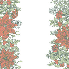 Wall Mural - Vector background with Christmas plants .